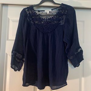 Blue shirt with beautiful lace detail